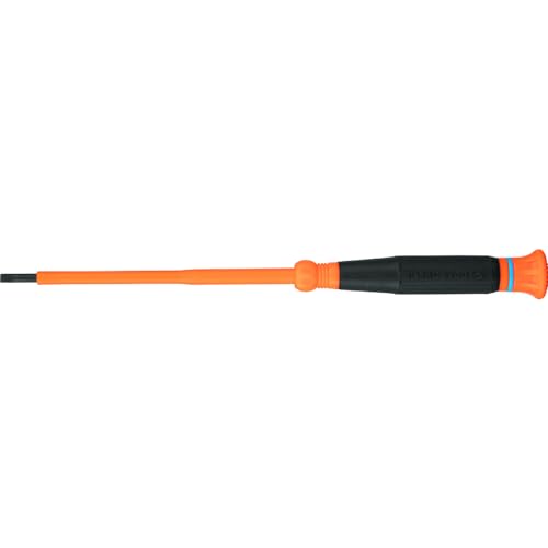 Klein Tools 6254INS Insulated Precision Screwdriver, 1/8-Inch Slotted Mini Electrician Screwdriver, 1000-Volt Cushion Grip Handle