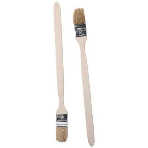 2Pcs Paint Brush Head Width 40mm/1.5 inch Long Wood Handle Metal Ferrule Bent Paint Brush Radiator Brush
