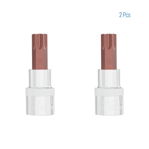 2PCS 3/8" Drive T50 Torx Bit Socket, S2 Steel Bits, Heat Treated CR-V Steel Star Sockets 1.9" Length