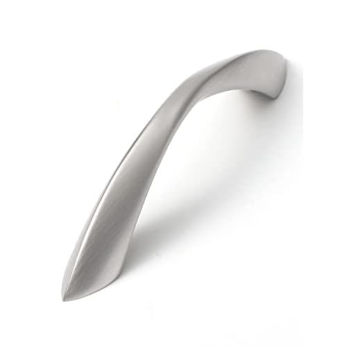 20 Pack Brushed Nickel Cabinet Pulls 3 Inch Arch Twisted Silver Handles Drawer Kitchen Cupboard Bathroom Dresser Cabinet Hardware Zinc Alloy