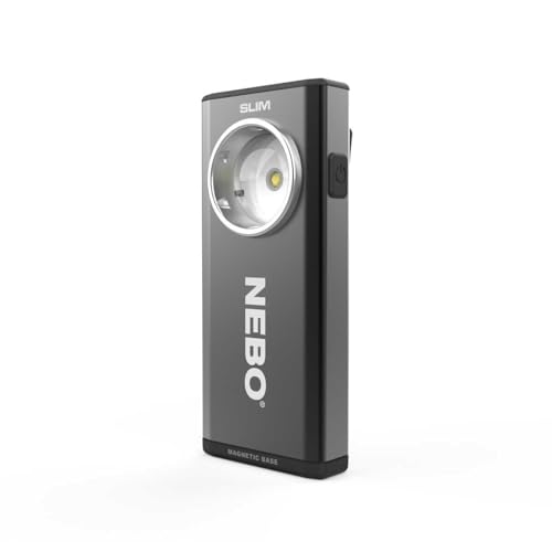 NEBO SLIM Pocket Flashlight | 500 Lumens, Rechargeable Mini EDC Work Light, Magnetic Base & Dimmable Brightness, Durable & Water Resistant, Includes Charging Cable ? Black