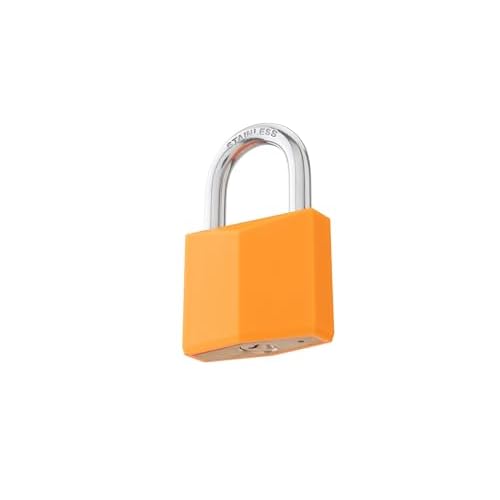 8-Pack Keyed Alike Locks, Orange Covered Brass Keyed Padlock with Stainless Steel Shackle, 1-9/16 Inch Lock Body, Rustproof Locks for Luggage Gate Fence Hasp Cabinet Toolbox Gym School Locker