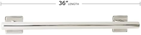 36-inch Coronado Designer Straight Bathroom Shower Grab Bar with Decorative Square Flanges, Polished