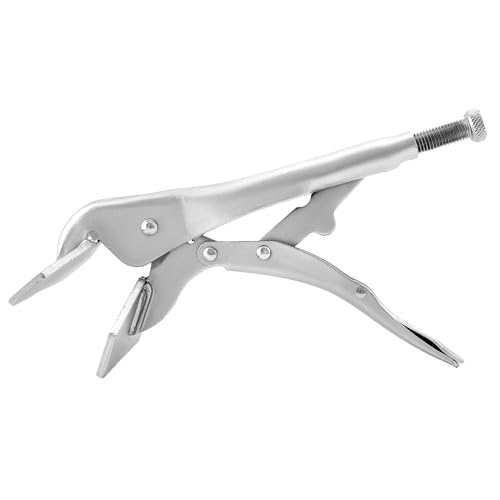 QWORK 10" Locking Sheet Metal Clamp, 4 Pcs Welding Locking Plier Tools, Heavy Duty Sheet Metal Grip Tool, Heat-Treated Nickle Plated Welding Plier, Extra Wide Duck Billed Pliers