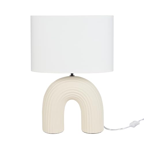 Nourison Home 21" Off White Textured Arch Table Lamp for Bedroom, Living Room, Console, Entryway