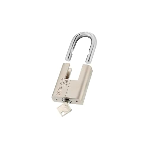 J55S keyed Padlock, Heavy Duty Stainless Steel Shackle Lock, Waterproof and Rustproof Storage, Warehouses, Garage, Outdoors, 1-Pack