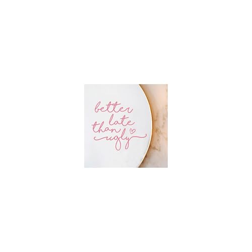 2 x Better Late Than Ugly Mirror Vinyl Sticker Girls Bedroom Wall Decal Mirror Vinyl Daughter Bathroom Decor Makeup Mirror Stickers Sister Gift to My Sister Gift College Apartment Decor (Pink)