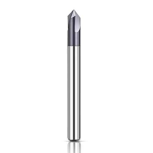 ASNOMY 1Pc 1/8"(3mm) Carbide V Groove Router Bit 90 Degree Chamfer End Mill, 3 Flutes CNC milling Cutter end Mill Bits for CNC Carving and Chamfering