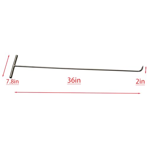 Manhole Hook - 36 Inch, 7.8 Inch Handle, 10mm Solid Stainless Steel Shaft, 2 Inch Pump Hook End with Pointed Tip, Lightweight and Suitable for Various Environments, 1 Unit