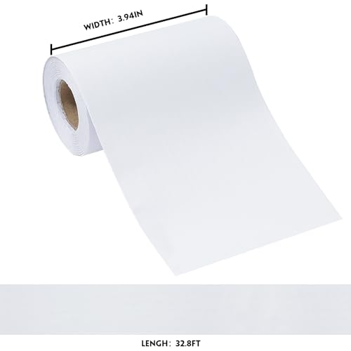 WADILE 32.8ft White Wood Grain Wallpaper Border Mirror Frame Removable Waterproof, Peel and Stick Wall Paper Border Decor Self Adhesive, Kitchen Bathroom Sticker