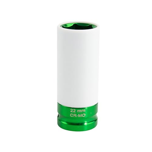 1/2" Drive 22 mm Lug Nut Impact Socket, CR-MO Thin Wall Deep Lug Nut Socket, Non-Marring Wheel Rim Protector Sleeve, Auto Tire Repair Maintenance Accessories (22MM)