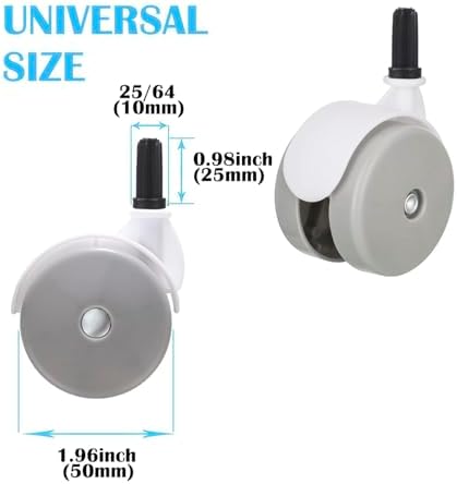 Baby Walker Wheels Replacement, Set of 4, Baby Walker Accessories, Plastic Wheels Casters, 10mm (Grey)