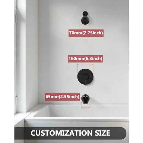 Shower Trim Kit Bathtub Shower Faucet Set,Valve Included,with Shower Head,Single-Handle Tub Shower Kit Matte Black
