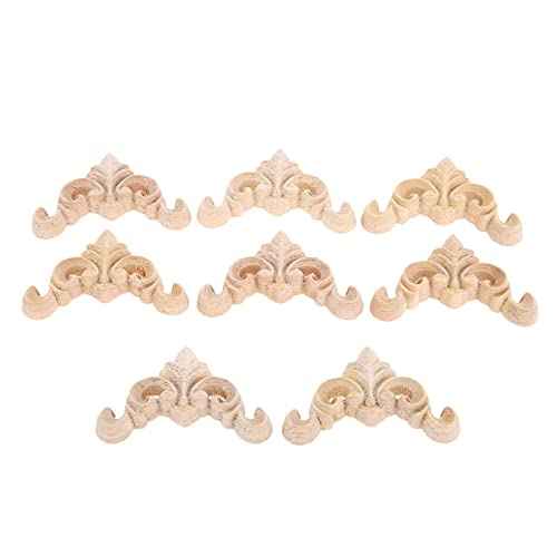 MUXSAM 8Pcs Furniture Onlay Applique Frame for Home, 4x4cm/1.57"x1.57", Unpainted Woodcarving Corner Decal Cabinet Door Wall Ceiling Dresser