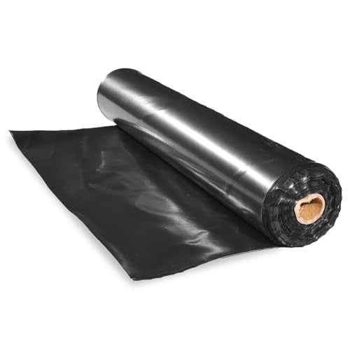 Black Plastic Sheeting Roll 10 Mil 5'x100' Polyethylene Film, Heavy Duty Black Painters Tarp for Drop Cloth, Weed Barrier, Concrete, Vapor, Construction, Cover (5'X100'(10 Mil))