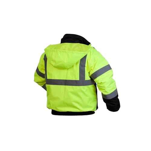 Pyramex Safety RJ3210XL RJ32 Series Jackets Hi-Vis Lime Bomber Jacket with Quilted Lining- Size Extra Large