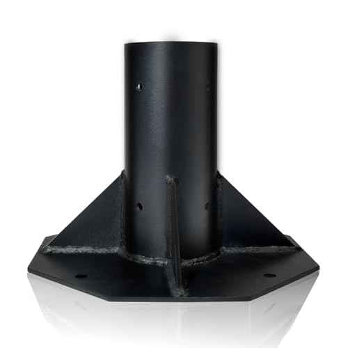 Outdoor Light Post Base for 3 inch Surface Mount Post, Heavy Duty Metal Flange Anchor Base, Black Pier Mount Adapter with Accessories, Used for Patio Outside Deck Yard Home Lawn (10-inch mount base)
