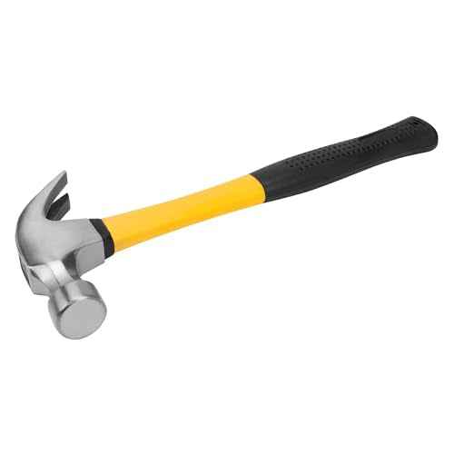 Performance Tool 1529 12 oz Fiber Glass Claw Hammer Heavy Duty Construction Shock Resistant Rubberized Non Slip Handle for Contractors, General Laborers, Automotive Mechanics, Household Maintenance