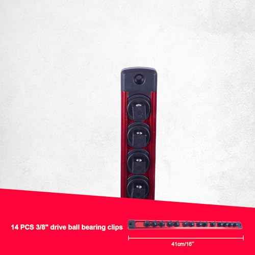 Magnetic Socket Holder Organizer Set: 6-Piece 1/4, 3/8, 1/2 Drive Socket Trays Socket, 360¡Æ Swivel Clips Socket Holder Kit, For Automotive Mechanic Garage (Black Red Green)