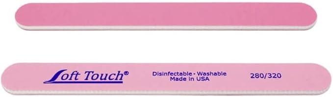 Soft Touch Nail File, Double Sided Ã¢ÂÂ 280/320 Grit, Light/Dark Pink, for Natural Nails, 7 Inch - One Piece