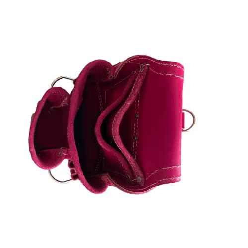 Heavy Duty Tool Pouch | Carpenters Tool Pouch 3250, Pink, Top Grain, 10 Pockets, 2 Hammer Holders, Reinforced Seams | Made from Premium Natural Grain Leather for Superior Durability