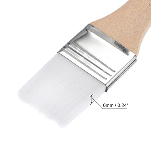 uxcell 6" Paint Brush 1" Width Soft Nylon Bristle with Wood Handle for Wall, Cabinets, Fences White 12Pcs