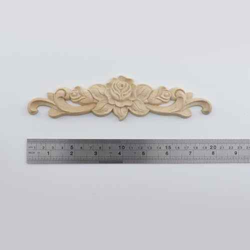 T Tulead Wood Carving Decal Rose Wood Appliques Furniture Cabinet Decoration Onlay Applique 7.87"x2",Pack of 3
