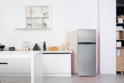 Frigidaire 2 Door Apartment Size Refrigerator with Freezer, 7.5 cu ft, Retro, Silver, Platinum