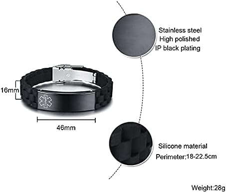 VNOX Medical Alert Bracelets for Men & Women Kids with Free Engraving Adjustable Stainless Steel Mesh Emergency Medical ID Bracelets Wristband