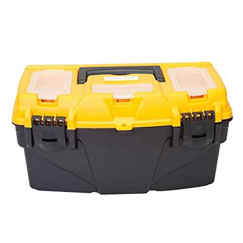 BIG RED ATRJH-3015B Torin 15.5" Plastic Storage Tool Box with Removable Tray, Black/Yellow