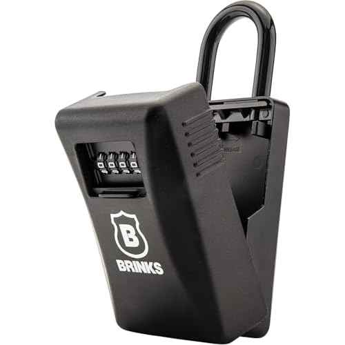 BRINKS - 79mm Outdoor Lock Box - for Indoor and Outdoor Use, Weather Resistant - 4-Dial Resettable Combination - Increased Security with Hardened Steel Shackle, Black (New Model, 1PK)