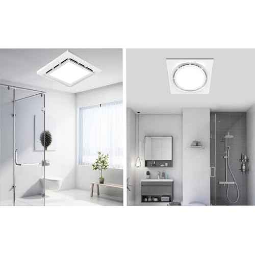 Bathroom Exhaust Fan with LED Light Ceiling Mount Ventilation Fan 118 CFM 1.0 Sones 4 Inch Duct Quiet Bathroom Vent Fan with Light Combo 5000K for Home Bath Hotel-Squares