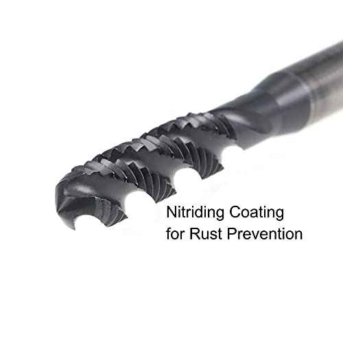 uxcell M6 x 1.0 Spiral Flute Thread Tap, Metric Machine Threading Tap HSS Nitriding Coated, Round Shank with Square End, H2 Tolerance, 2pcs
