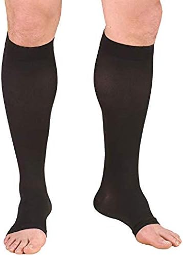 Truform Surgical Stockings, 18 mmHg Compression for Men and Women, Knee High Length, Open Toe, Black, 2X-Large