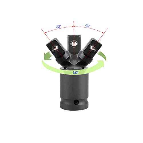 1/4" Universal Joint Swivel Socket Adapter, Black Impact Socket Extension, CR-V Steel, 2PCS