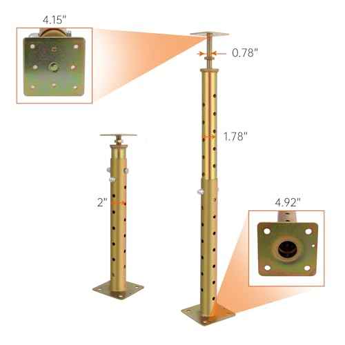 2 Pcs Adjustable House Floor Jacks, 18"-36¡±(1'5"-3') Height Range, Heavy Duty Support Joist Beam Basement Jack Post Pole for Leveling, Maximum Height Capacity 5570lbs, Galvanized