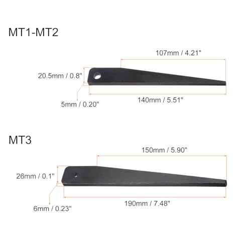 HARFINGTON 2 PCS Morse Taper Drift Key Carbon Steel Drill Chuck Sleeve for MT1-MT2 Removes Morse Taper Adapter