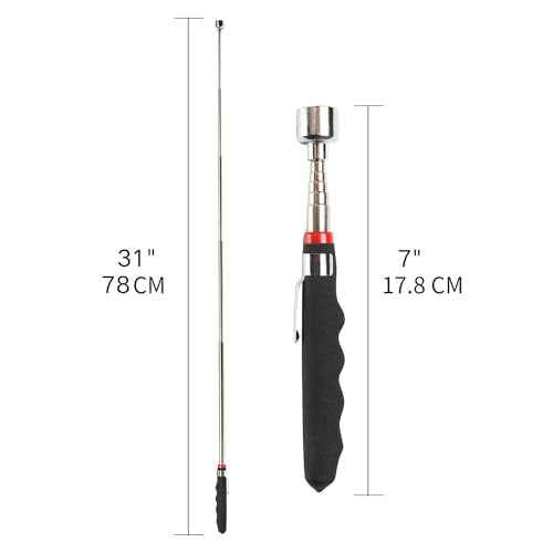 Telescoping Magnetic Pick Up Tool Extendable up to 31"-Pull Force 20 lb - Telescopic Magnet Stick - Useful for Hard-to-Reach,Sink Drains,Mechanic,Automotive