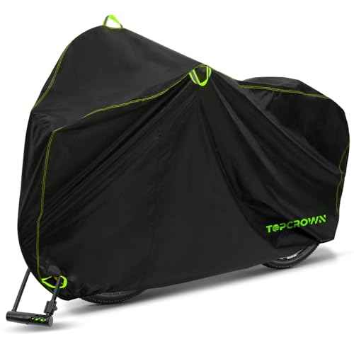 Bike Cover Waterproof Outdoor Storage for 1/2/3 Bikes, Bicycle Cover Rain Sun UV Dust Wind Proof with Storage Bag for Mountain Road Bike/Ebike (210D Black+Green, XL Size for 1 bike)