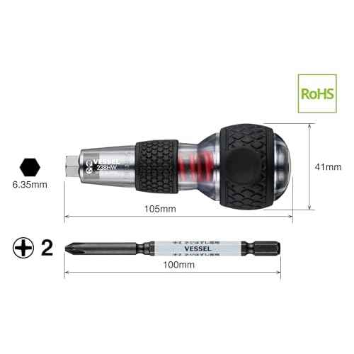 VESSEL 238HW-2 Ball Grip Impactor (With Hasselbit +2 x 100, High Torque)