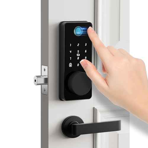 Keyless Entry Door Lock, Fingerprint Door Lock, Smart Door Lock with Keypad, Auto & One Touch Lock | Smart Locks for Front Door | Easy Installation | Exact Fingerprint | App Control | 12-Month Battery