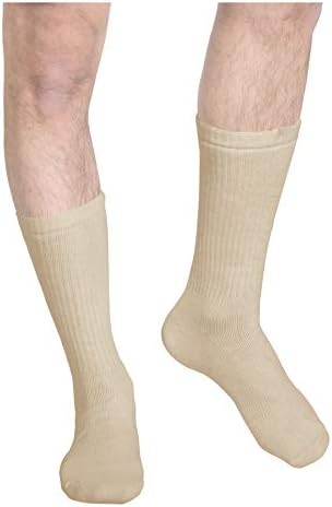 Truform Compression Socks, 15-20 mmHg, Men's Crew Length Mid-Calf Cushion Foot Socks, Tan, Medium