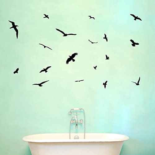 VWAQ Bird Stickers Wall Decals Sticker Decorative Nature Flying Black Birds Flock Wall D?cor Nursery Mirror Peel and Stick Removable
