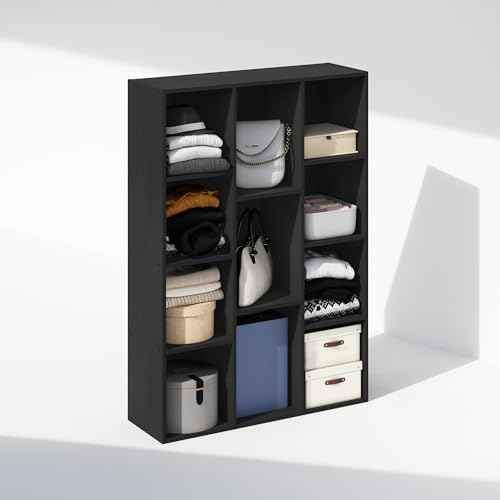 Furinno Reed Closet Organizers and Storage, 11-Cube Closet Organizer, Open Shelf Closet Storage, for Wardrobe, Bedroom, Living Room, Blackwood