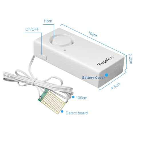 Topvico Water Alarm Leak Detector Moisture Sensor for Basements Sump Pump Dishwasher RV Water Heater Pan High Flood Alert, 120dB Work Alone, Battery Operated, 5 Packs