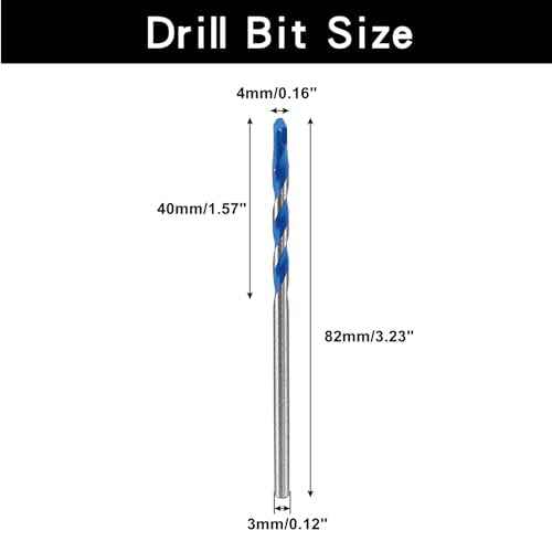 Piutouyar 10 Pcs 4mm Masonry Drill Bits, 5/32" Carbide Drill Bits Set for Concrete, Tile, Glass, Ceramic, Brick, Wood