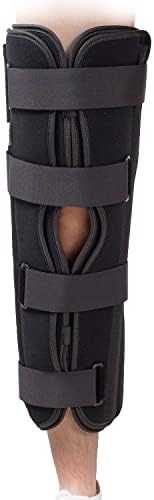 3-Panel Knee Immobilizer Full Leg Support Brace, Aluminum alloy Straight Knee Splint - for Knee Pre-and Postoperative & Injury or Surgery Recovery (Update Size L)