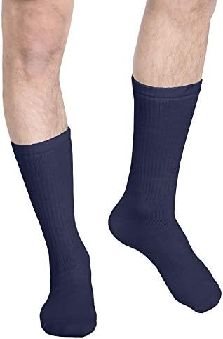 Truform Compression Socks, 15-20 mmHg, Men's Crew Length Mid-Calf Cushion Foot Socks, Navy, Medium