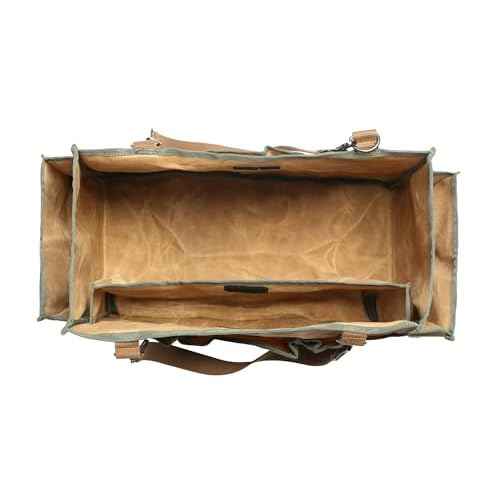 Tool Tote, Heavy Duty Waxed Canvas Wide Mouth Tool Pouch, Muti-Purpose Tool Bag with Adjustable Shoulder Strap (15 X 9.8 X 7.8 inch) | Khaki