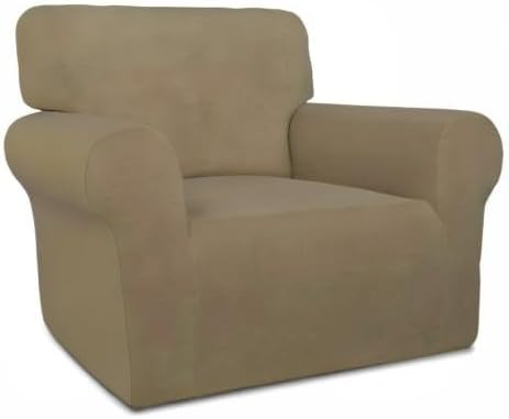 PureFit Super Stretch Chair Sofa Slipcover – Spandex Non Slip Soft Couch Sofa Cover, Washable Furniture Protector with Non Skid Foam and Elastic Bottom for Kids, Pets （Chair, Tan）